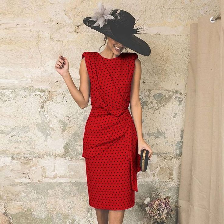 Vintage Dot Sleeveless Sheath Bodycon Knee Length Elegant Midi Dress Derby Dresses, Fitted Party Dress, Elegant Bodycon Dress, Sukienki Plus Size, Bride Outfits, Bodycon Dress Online, Womens Sheath Dress, Elegant Midi Dresses, Womens Vintage Dresses