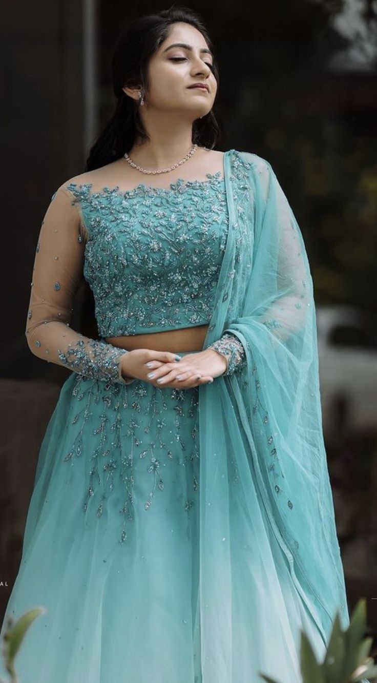 Skirts And Tops For Weddings, Simple Lehenga Designs For Engagement, Long Skirt Top Designs Wedding, Poses For Traditional Wear At Home, Crop Top Neck Designs, Lehangas For Reception, Engagement Frocks, Simple Gown Designs For Party, Gown Party Wear Reception Dresses