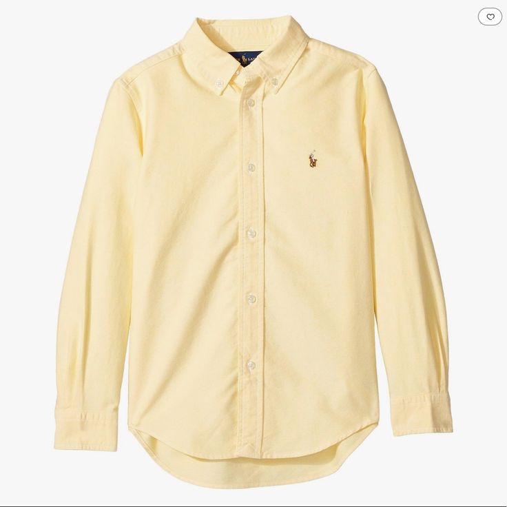 Ralph Lauren Oxford Sport Shirt, Yellow, Kids Size 8-10, Fits Like Women Xs. New With Tags! Cotton Long Sleeve School Shirt, Classic Cotton School Shirt, Long Sleeve Summer School Tops, Long Sleeve Tops For School In Summer, Classic Summer School Tops, Long Sleeve Summer Tops For School, Preppy Long Sleeve Cotton Shirt, Long Sleeve Summer School Shirt, Classic Shirt For School In Spring