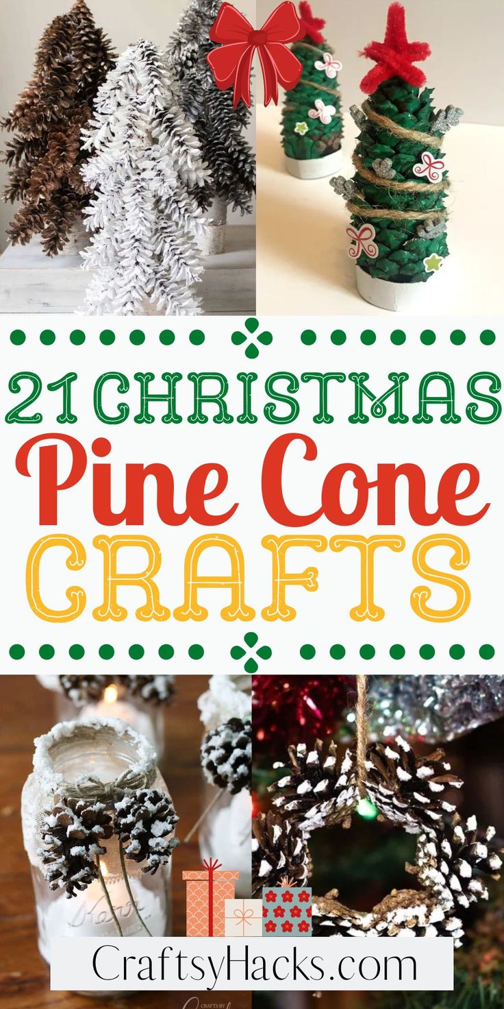 christmas pine cone crafts with text overlay