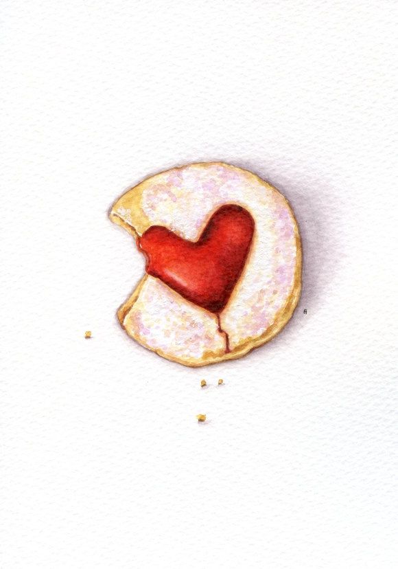 a painting of a cookie with a heart on it