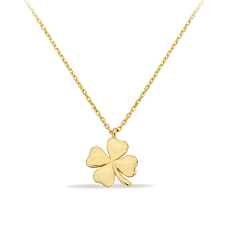 14K Solid Gold Plated Clover Necklace with a four-leaf clover pendant sounds like a charming and meaningful gift, especially for Mother's Day! The tiny shamrock clover design adds a touch of whimsy and luck to the piece, making it a delightful accessory for any occasion. As a symbol of good fortune and blessings, the lucky clover necklace carries a heartfelt message of love and appreciation for the special woman in your life. Its timeless design ensures it will be cherished for years to come, se Elegant Charms Necklace For Birthday Gift, Classic Flower Pendant Necklace For Gift, Elegant Personalized Necklaces For Good Luck, Ring Designs Gold For Women, Elegant Personalized Good Luck Necklaces, Clover Necklace Gold, 4 Leaf Clover Jewelry, Clover Leaf Necklace, 4 Leaf Clover Necklace