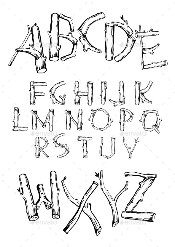 hand drawn alphabet letters and numbers