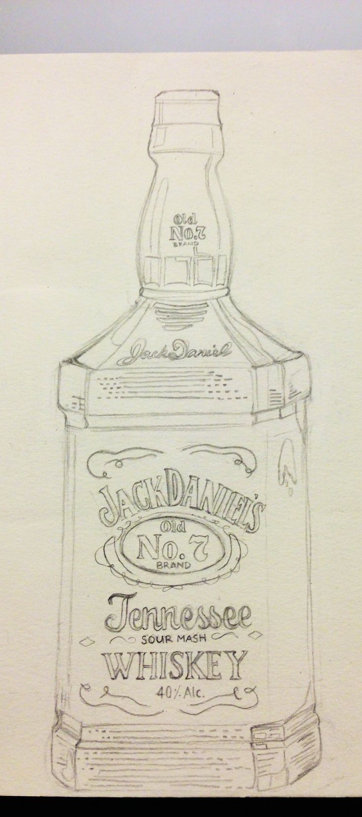 a drawing of a bottle of jack daniels whiskey