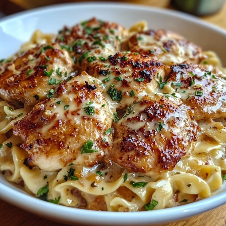 Chicken with Buttered Noodles Introduction Chicken with Buttered Noodles is a heartwarming dish that brings comfort to every dinner table. With creamy mushrooms and tender chicken served over buttery noodles, it’s a meal that feels like a warm hug. This dish is not just tasty but also easy to prepare, making it perfect for a Creamy Chicken With Noodles, Cozy Fall Dinner Recipes Chicken, Chicken Thigh Recipes With Noodles, Meals With Onions, Comfort Family Meals, Chicken And Buttered Noodles Recipe, One Pan Chicken And Noodles, Dinner Recipes With Buttermilk, Creamy Chicken Egg Noodles