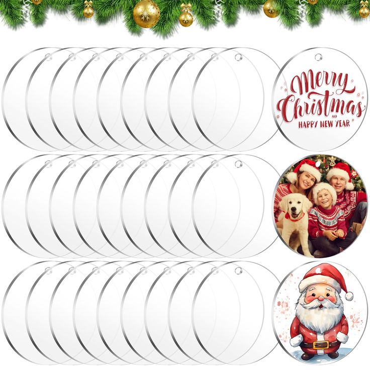 christmas photo ornament with santa claus and his dog