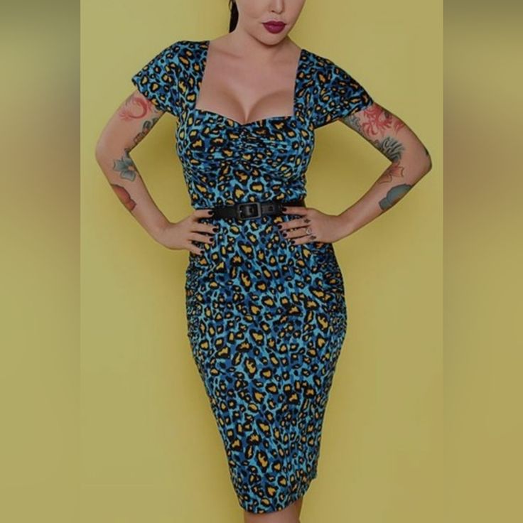 Brand New With Tags Deadly Dames Poison Ivy Dress. Has Stretch And Is Double Lined To Hold You In. The Perfect Wiggle Dress. Yellow Bodycon Dress With Short Sleeves, Blue Retro Mini Dress For Party, Retro Blue Mini Dress For Party, Retro Blue Mini Dress, Vintage Fitted Blue Mini Dress, Blue Fitted Retro Dress, Yellow Fitted Retro Dress, Blue Retro Fitted Dress, Fitted Retro Yellow Dresses