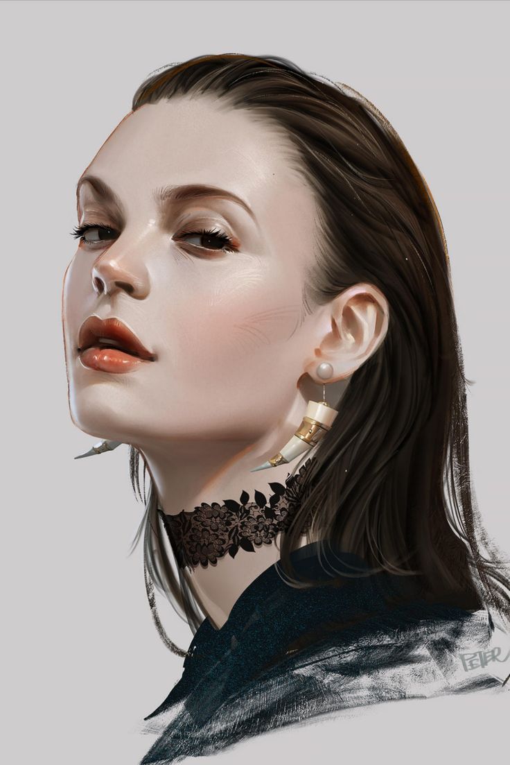 a digital painting of a woman's face