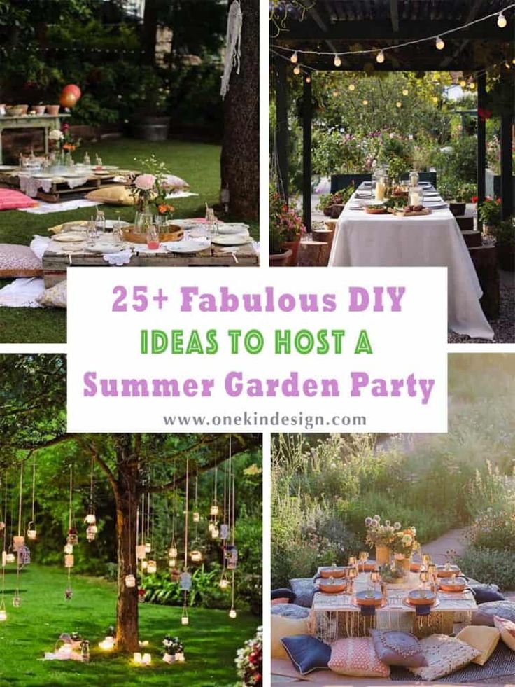 various pictures with text that says 20 fabulous decor ideas to host a summer garden party