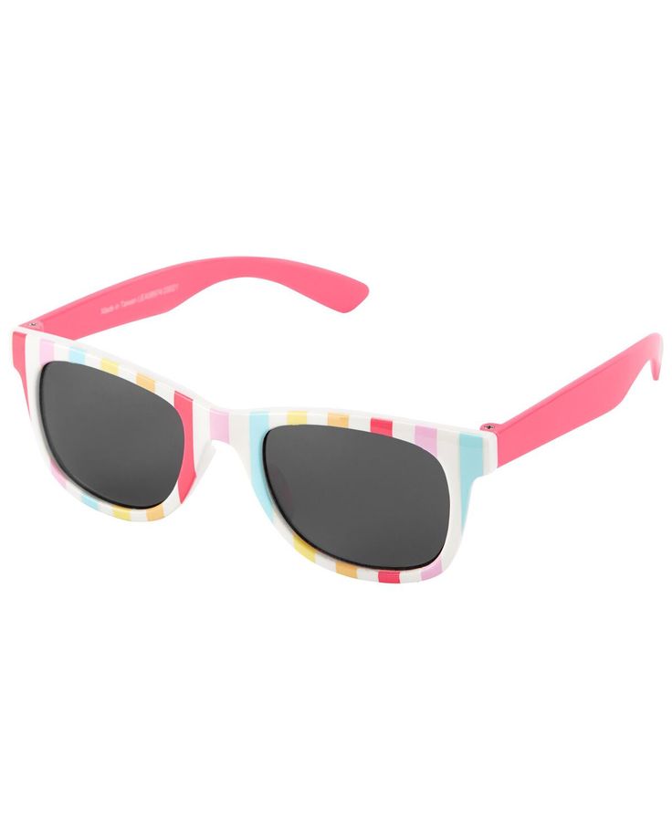 Multi Striped Classic Sunglasses | carters.com White Anti-reflective Sunglasses For Spring, Anti-reflective White Sunglasses For Spring, Polarized Plastic Shield Sunglasses In Wayfarer Shape, Plastic Wayfarer Shield Sunglasses With Polarized Lenses, Polarized Plastic Wayfarer Shield Sunglasses, Pink Plastic Sunglasses With Uv Protection, Casual Sunglasses With Uv Protection, Plastic Wayfarer Sunglasses With Polarized Lenses, Beach Sunglasses With Polarized Lenses