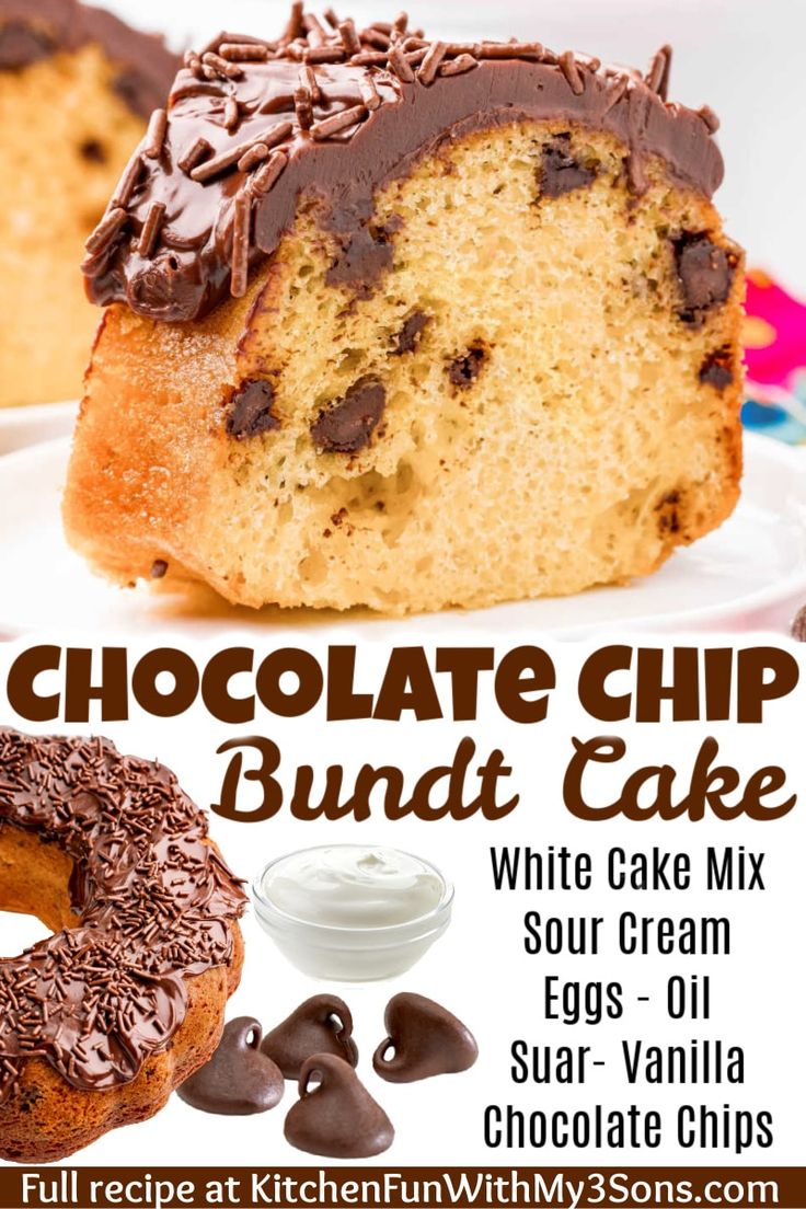 chocolate chip bundt cake with white cake mix