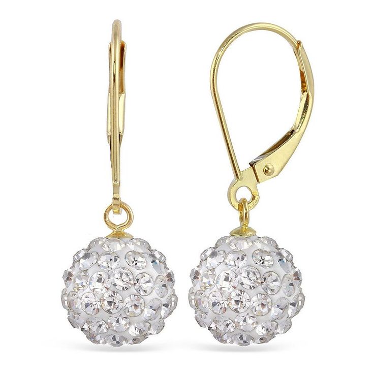 Complete your look with these dazzling fireball earrings. Complete your look with these dazzling fireball earrings. Length: 1 in. Closures: leverback Metal: 14k gold Finish: polished Additional details: crystal accents Packaging: boxed Please note, due to the high value of this item, a signature may be required upon delivery. Size: One Size. Color: White. Gender: female. Age Group: adult. Gold Cluster Earrings With Sparkling Stones, White Crystal Earrings With Sparkling Stones, Adjustable Round Crystal Earrings, Adjustable Crystal Earrings, Gold Crystal, Gold Finish, Gender Female, Jewelry Earrings Dangle, Jewelry Watches