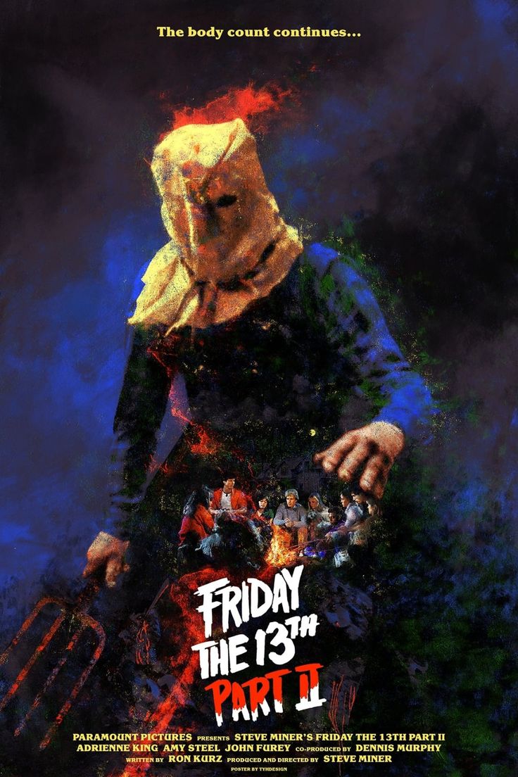 a movie poster for friday the 13th part ii, featuring a man in a mask