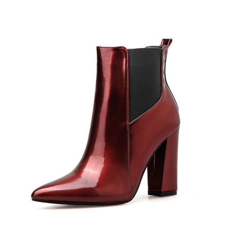 Material: PU Size: CN35, CN36, 37, CN38, CN39, CN40 Color: Red Wine Heel Height: About 9CM Style: Club, Casual, Street, Daily Pattern Type: Solid Shoes Length: Ankle Boots Occasion: Party, Street, Daily, Spring, Fall Package Contents: 1* Shoes, without Accessories. Wine Heels, Leather High Heel Boots, Hip Clothes, Leather Chelsea Boots, Designer Boots, Winter Shoes, High Heel Boots, Chunky Heel, Leather Ankle Boots