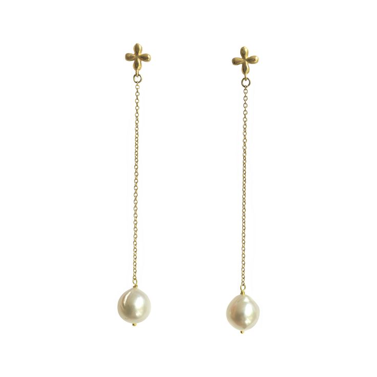 Handcrafted in 18 karat yellow gold, with baroque Akoya pearls dangling from delicate chain, these are your perfect day to night earrings! Ready to ship from Sweden, please allow 1-2 weeks for delivery, depending on your location. If you have any questions, please email me at johannatorelldesign@gmail.com. Thank you, Johanna Luxury Long Drop Earrings With Pearl Charm, Luxury Long Drop Pearl Chain Earrings, Luxury Gold Plated Pearl Chain Earrings, Luxury Pearl Chain Gold Plated Earrings, Luxury Gold Pearl Earrings With Latkans, Luxury Gold-plated Pearl Drop Danglers, Luxury Dangle Pearl Chain Earrings, Luxury Delicate Pearl Earrings With Pearl Chain, Luxury Timeless Earrings With Pearl Chain