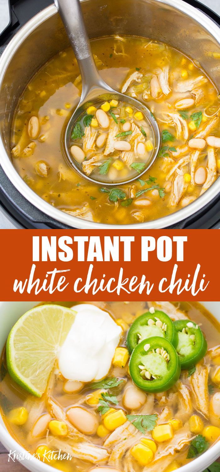 instant pot white chicken chili with limes and jalapenos