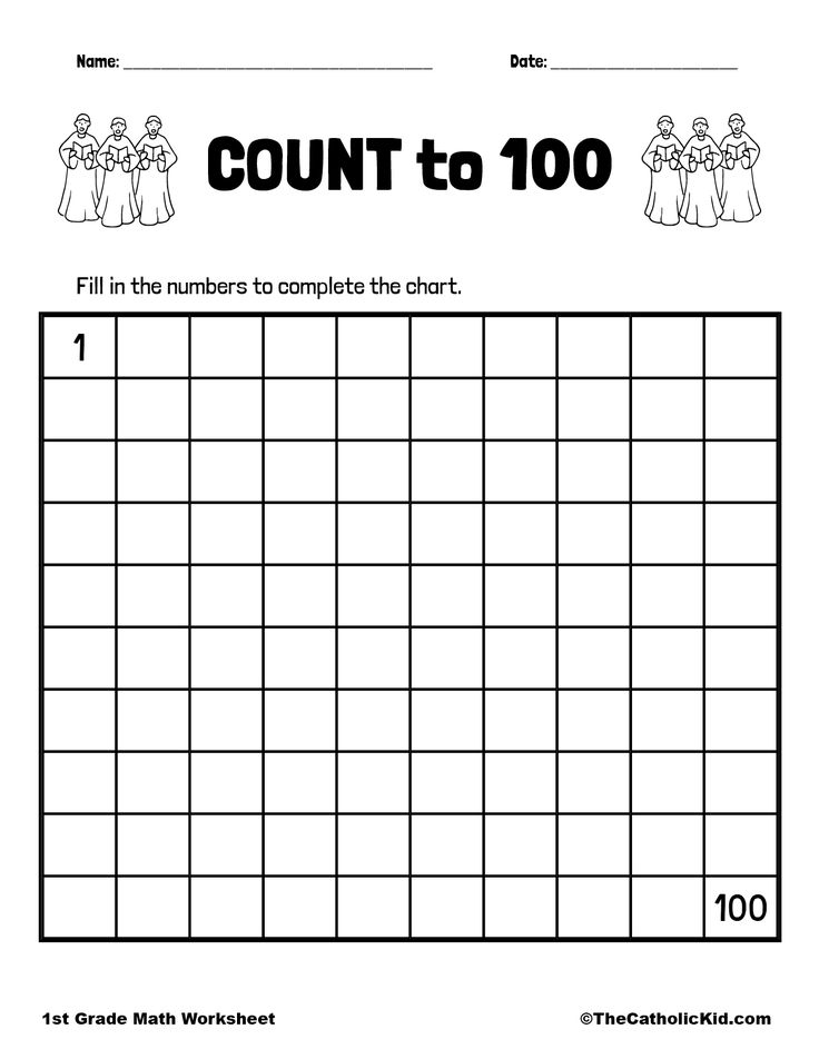 a worksheet for counting the numbers to 100