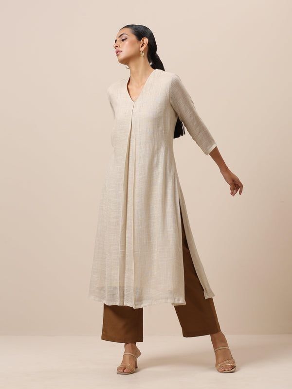 Cotton Kurta Pants For Women, Linen Salwar Suit Designs, Beige Kurta Set Women, Truebrowns Kurta, Linen Kurta Designs For Women, Kurta Pants For Women, College Kurti, Beige Kurta, Kurti Pant Set