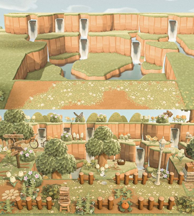 two different views of the same area in animal crossing