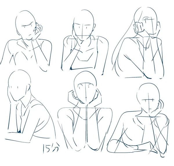 six different poses of a man with his hands on his face