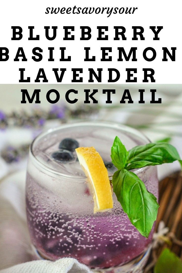 a blueberry basil lemon lavender mocker cocktail