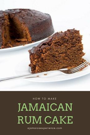 a close up of a piece of cake on a plate with the words how to make jamaican rum cake