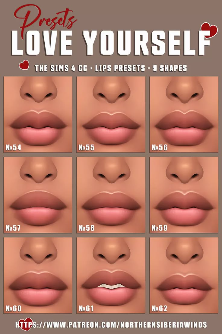 the lips are all different shapes and sizes