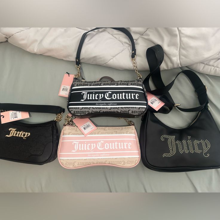 Juicy Couture Bags | Juicy Couture Purses | Color: Black/Pink | Size: Os Juicy Couture Tote Bag, Juicy Culture, Juicy Couture Clothes, Juicy Bag, Hot Pink Bag, Juicy Couture Tracksuit, Bohemian Beauty, Juicy Couture Purse, Juicy Couture Accessories