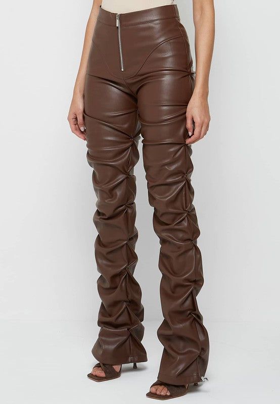 Leather Pant, Costume Intero, Bootcut Pants, Flare Trousers, Leather Trousers, Pleated Pants, Faux Leather Pants, Casual Fall, Fashion Pants