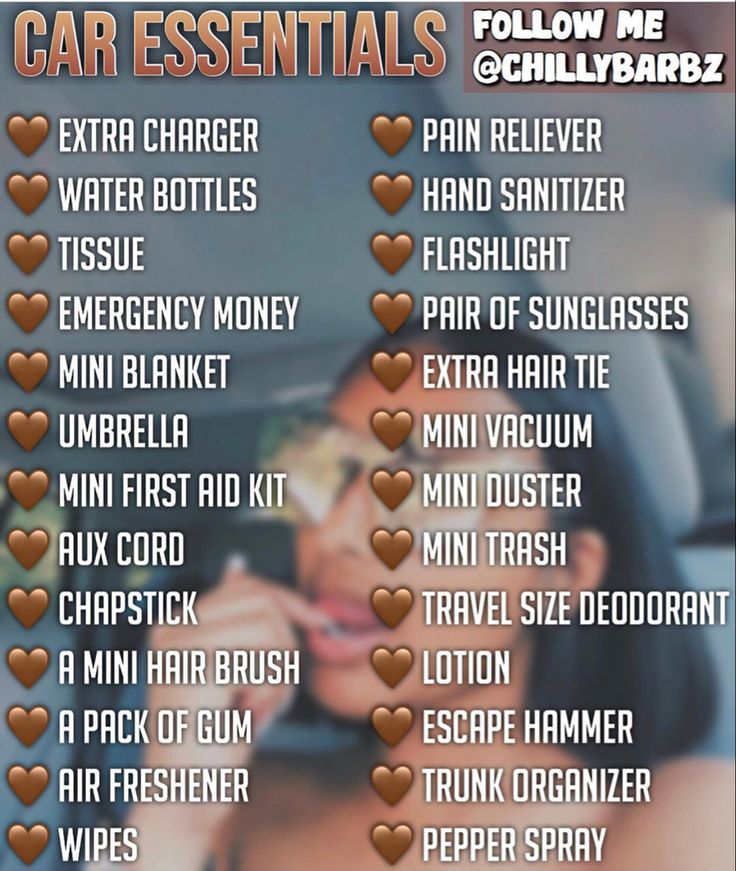 the car essentials list is shown with hearts on it and in front of them