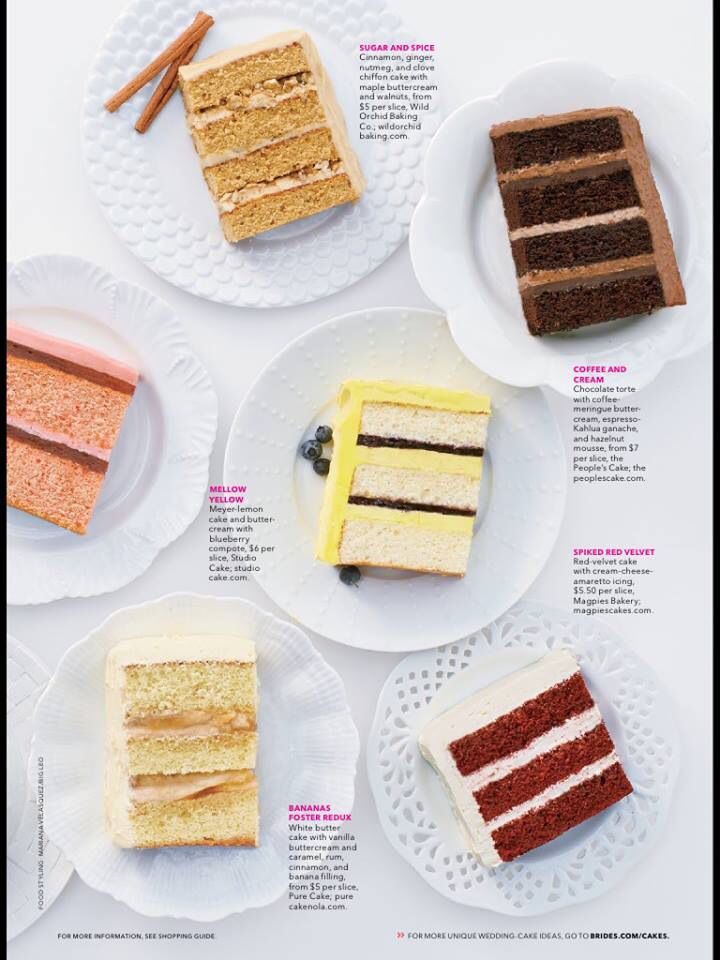 an advertisement with different types of cakes on plates