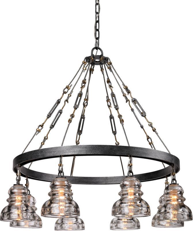 a chandelier with five lights hanging from it