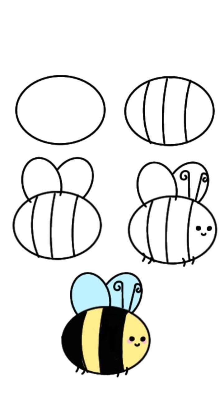 three bees with different shapes and colors