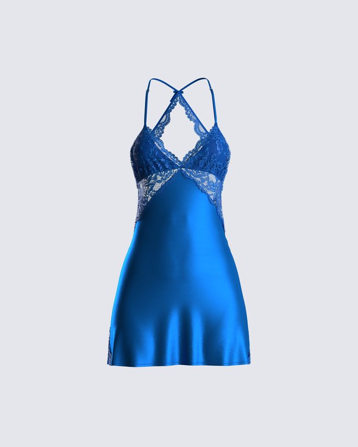 Dripping in seduction, this little blue dress will give them a sneak peek into your passionate side 💙 Constructed from satin, it is complete with a crisscross back, and lace detailing making it the perfect look for all your night out activities 😏 Lace Satin Dress, White Corset Dress, White Lace Mini Dress, Girly Outfits, Satin Dress, Lace Mini Dress, How To Look Classy, White Mini Dress, Blue Lace