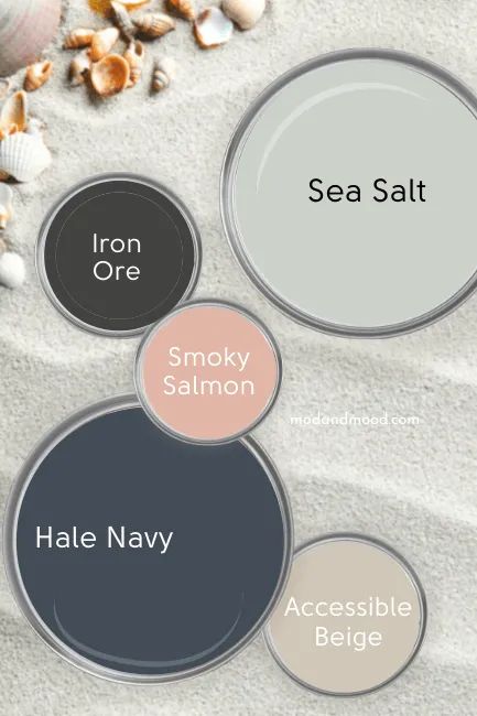 four different shades of sea salt, smoky salmon, hale navy and iron ore