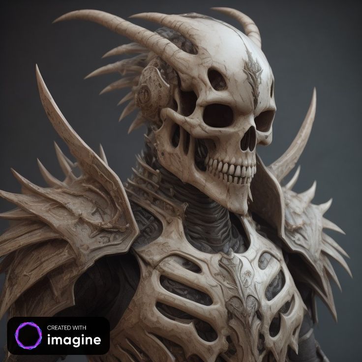 an image of a skeleton with horns on it's head