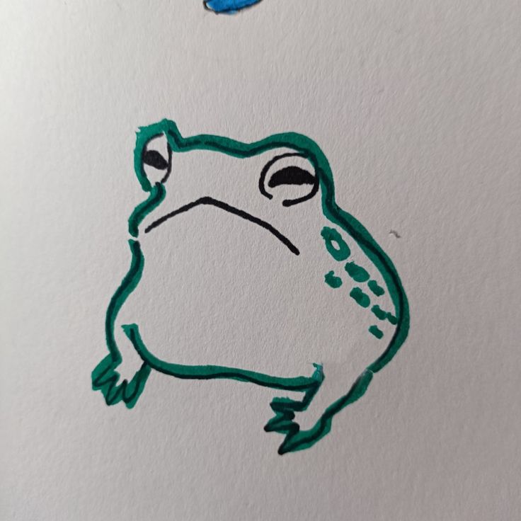 a drawing of a frog sitting on top of a piece of paper