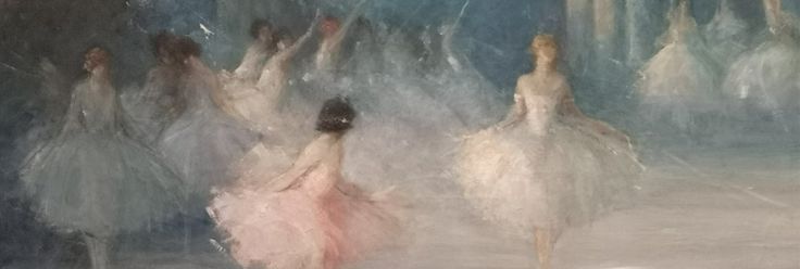 several ballerinas are dancing in the rain with their dresses flowing down and one is wearing a pink dress