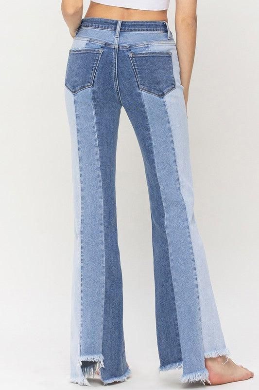 HIGH RISE RELAXED FLARE WITH UNEVEN RAW HEM- COMFORT STRETCH DENIM, HIGH RISE, RELAXED FLARE LEG, UNEVEN HEMLINE F. RISE: 10" / INSEAM: 34'' / LEG OPENING: 21''CONTRAST1: 90.5% COTTON 7.5% POLYESTER 2% SPANDEX, CONTRAST2: 98% COTTON 2% SPANDEXMODEL IS 5' 9'' WEARING SIZE 26#FLYINGMONKEYJEANS #VERVETDENIM ONLY.THE.BEST Will be Shipped Fabric Contents: 98% Cotton, 2% Spandex Size Measurement (inch): Dimensions (inch): Denim Flare Jeans, Flying Monkey, Raw Hem Jeans, Festival Looks, Denim Flares, Lookbook Outfits, Sheer Fabrics, Print Pattern, Edgy Fashion