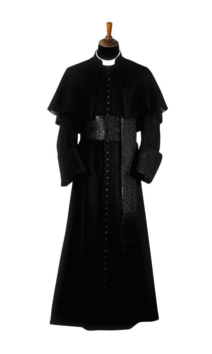 Goth Priest Outfit, Preist Outfits Male Aesthetic, 1800s Priest, Priest Aesthetic Outfit, Cassock Priest, Priest Outfit, Priest Robes, Priest Costume, Clergy Robes