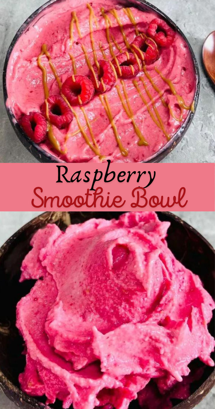 Raspberry Smoothie Bowl Smoothie Bowl Raspberry, Pink Smoothie Bowl Recipe, Raspberry Smoothie Recipe, Smoothie Bowl Base Recipe, Frozen Fruit Smoothie Recipes Healthy, Fruit Smoothie Recipes With Yogurt, Ninja Creami Smoothie Bowls, Thick Smoothie Bowl Recipe, Smoothie Bowl Protein