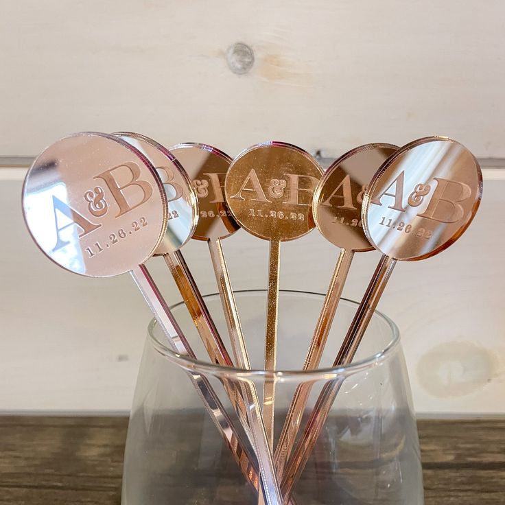 Add a personalized finishing touch to your event with custom swizzle/stir sticks! Available in wood, mirrored and an array of solid acrylic colors. The pricing for these drink stirrers are for quantities less than 200. For 200 or more, please reach our for a direct quote. Stir Sticks Wedding, Custom Swizzle Sticks, Wedding Bar Accessories, Drink Stirrer, Custom Drink Stirrers, Personalized Cocktail Stirrers, Crown Drink, Wedding Stir Sticks, Personalized Drink Stirrers