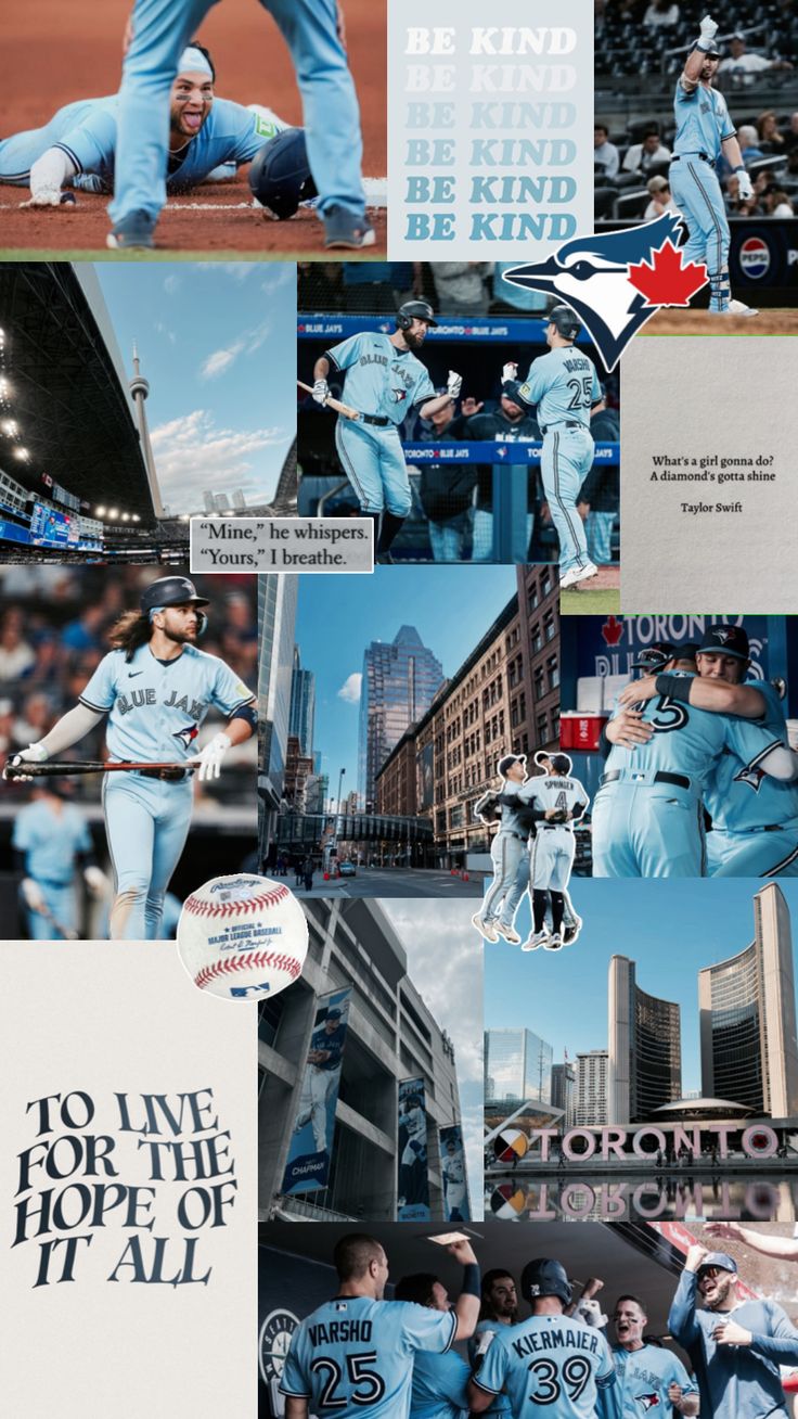 a collage of baseball players in blue uniforms and the words to live for the hope of it all