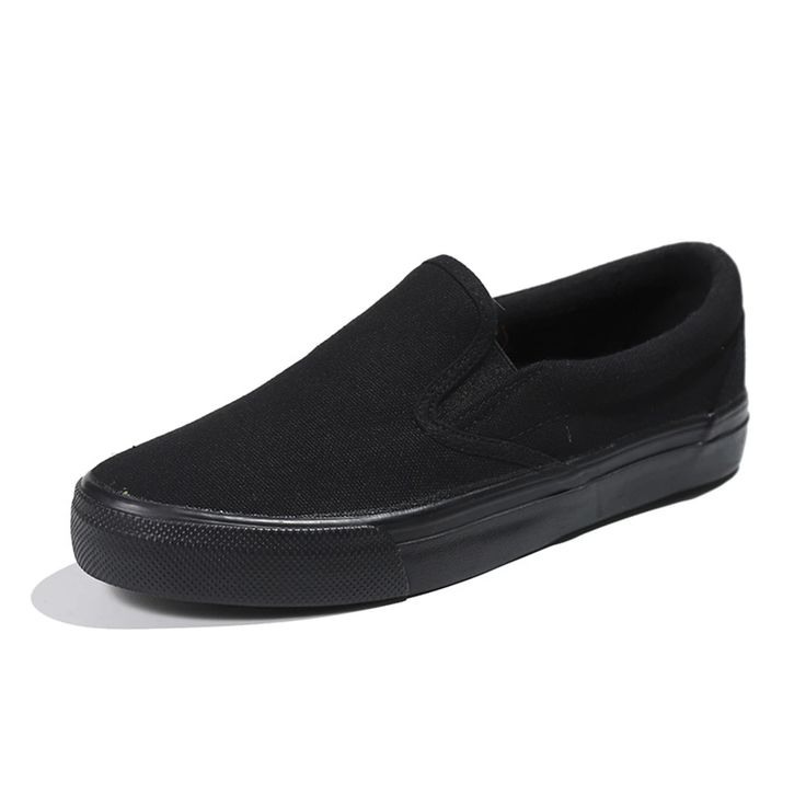 Lasaky - Reniel Canvas Slip-On Sneakers in Pure Black - Low-cut Breathable Work Shoes with Universal Stylish Design Couple Canvas, Leather Shoes Women Flats, White Canvas Shoes, White Sneakers Men, All Black Shoes, Spring Sneakers, White Sneakers Women, Pure Black, Mens Shoes Casual Sneakers