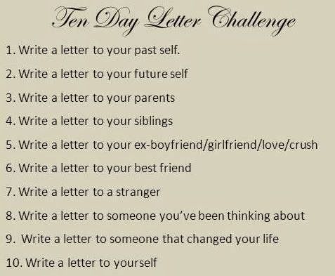 the ten day letter challenge is written in black and white