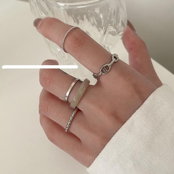 Brand: The Korean Fashion
Type: Accessories
Material: Copper, alloy, resin Trendy Silver Round Chain Ring, Vintage Silver Alloy Rings, Trendy Alloy Promise Ring, Trendy Metal Jewelry With Ring Detail, Trendy Silver Metal Midi Rings, Silver Alloy Promise Ring, Trendy Metal Ring, Trendy Metal Ring Jewelry, Trendy Silver Alloy Midi Rings