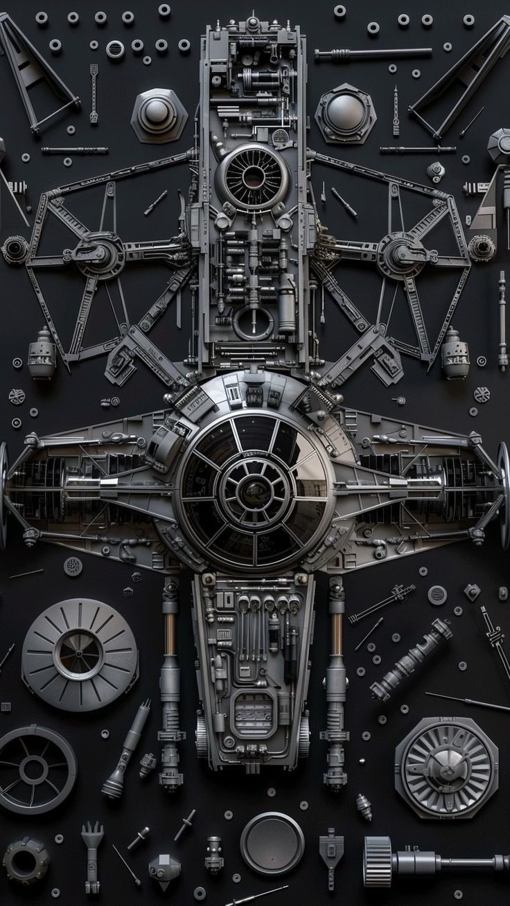 an image of a sci - fi space ship made out of metal parts and gears