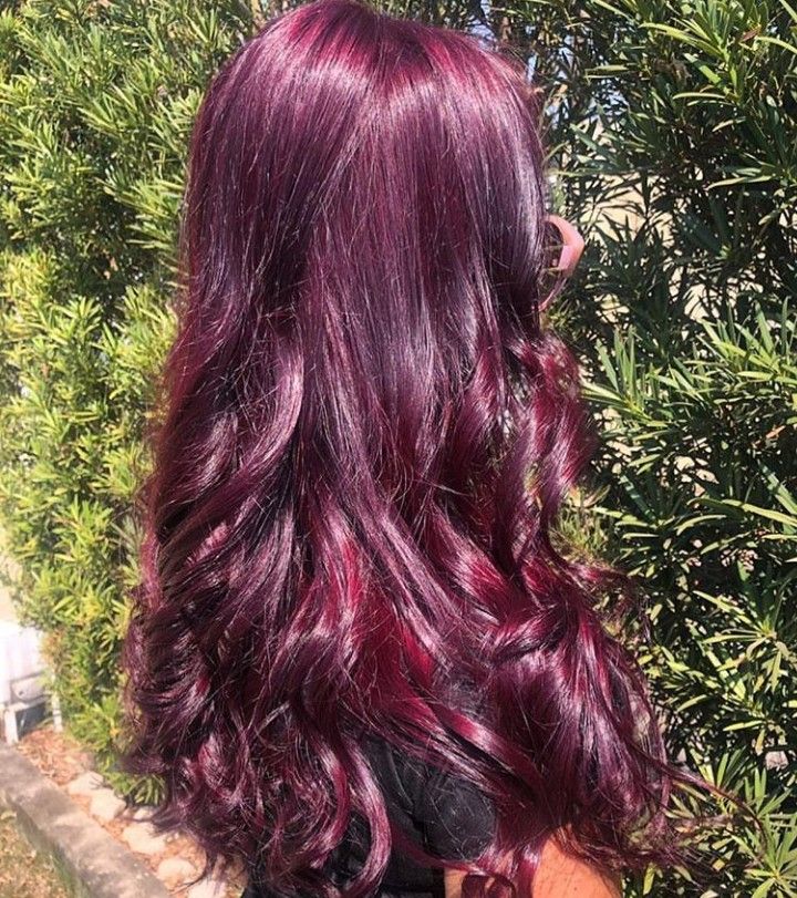 Cranberry Purple Hair, Maroon Hair Dye Ideas, Dark Red Hair With Purple Undertones, Red Ish Purple Hair, Maroon Violet Hair, Blackberry Red Hair, Burgundy Purple Balayage, Red Hair Purple Undertone, Purplish Red Hair Color