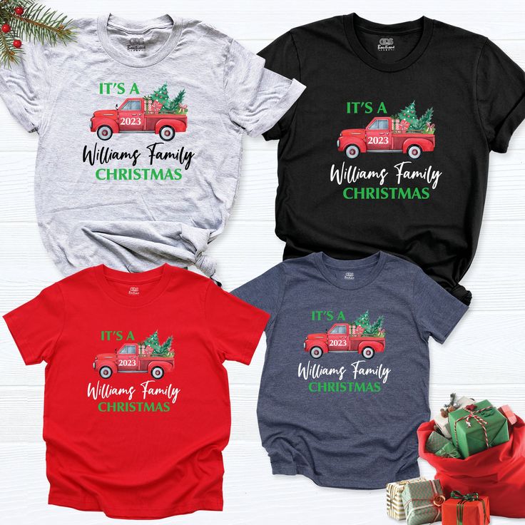 Custom Family Christmas Vintage Truck Shirt, Matching Family Christmas Shirts, 2023 Red Truck Christmas Tee, Family Matching Holiday Outfit.   Welcome to our store!  -We specialize in funny, customizable apparel shirts in different colors and styles printed on ultra-soft, super comfortable, and breathable material.  -Solid colors %100 Cotton. Heather Colors %52 Cotton %48 Polyester. -We use Bella + Canvas and one of the best quality products on the market. If there are personal designs you want, Matching Family Christmas Shirts, Red Truck Christmas, Truck Shirt, Truck Shirts, Family Tees, Family Christmas Shirts, Holiday Outfit, Vintage Truck, Christmas Vintage