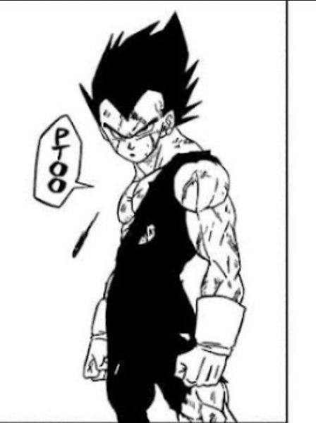 a black and white drawing of gohan with the word peh on it's chest